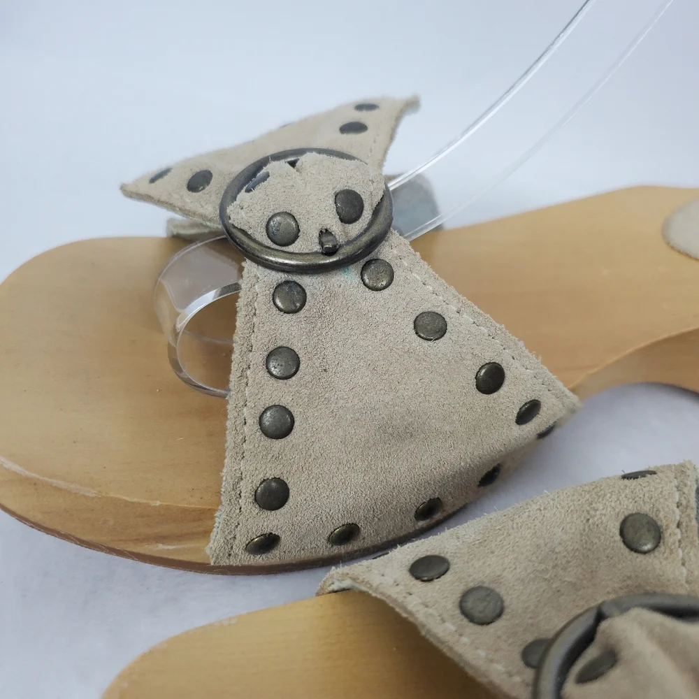 Seychelles Wood Tan Studded Sandals 8.5